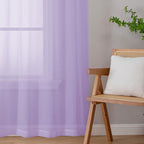 Chyhomenyc Lilac Sheer Valances for Windows - Light Filtering Small Kitchen Curtains, Rod Pocket Short Top Window Treatment Decor for Living Room Bathroom Basement, 42Wx16L inches, 2 Panels
