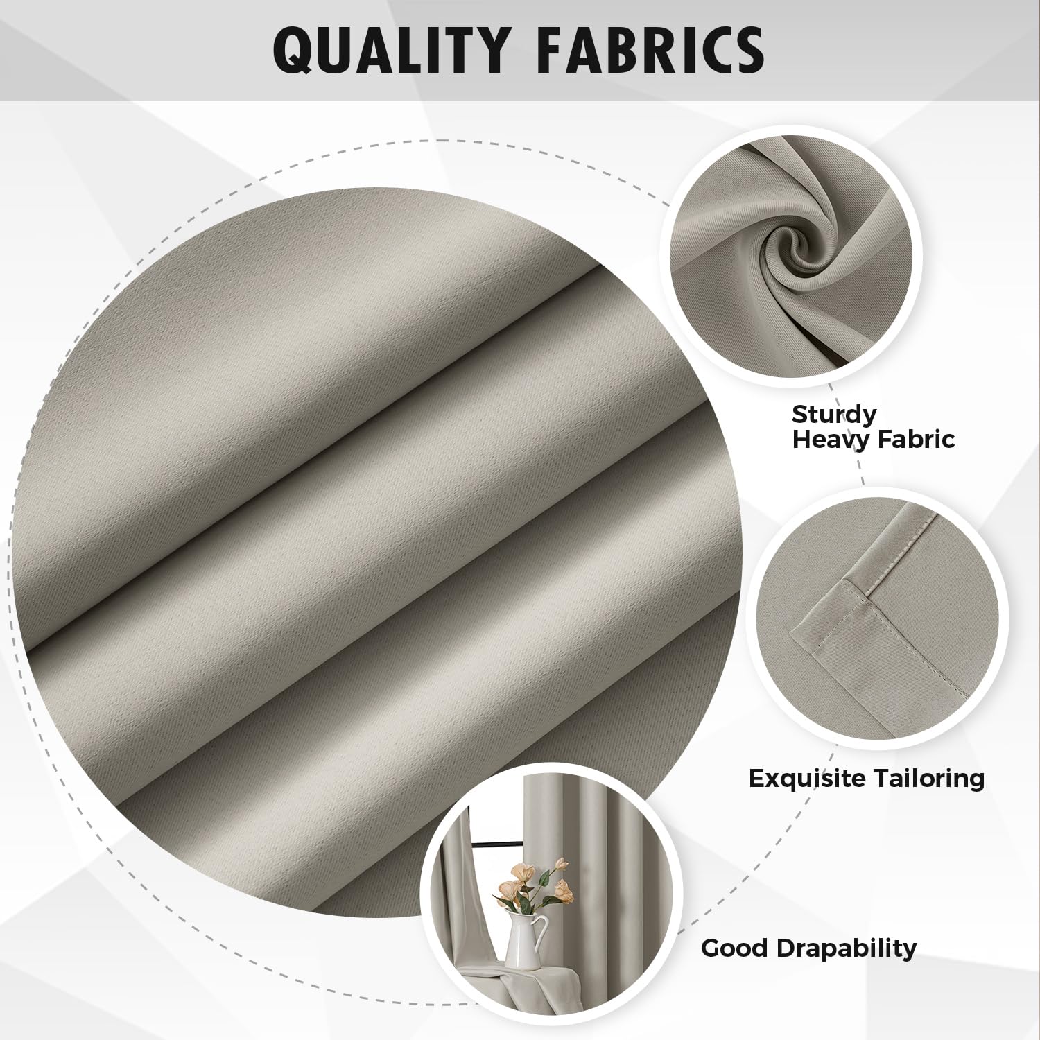 MIULEE Cobblestone Blackout Bedroom Curtains Drapes 72 Inch Long 52"x72"