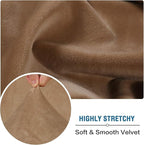 H.VERSAILTEX Velvet Stretch Sectional Couch Covers 3 Pieces Sofa Seat Cushion Covers L Shape Separate Cushion Couch Cover for Both Left/Right Sectional Couch (Large Sofa 2 Seater + 1 Chaise, Camel)