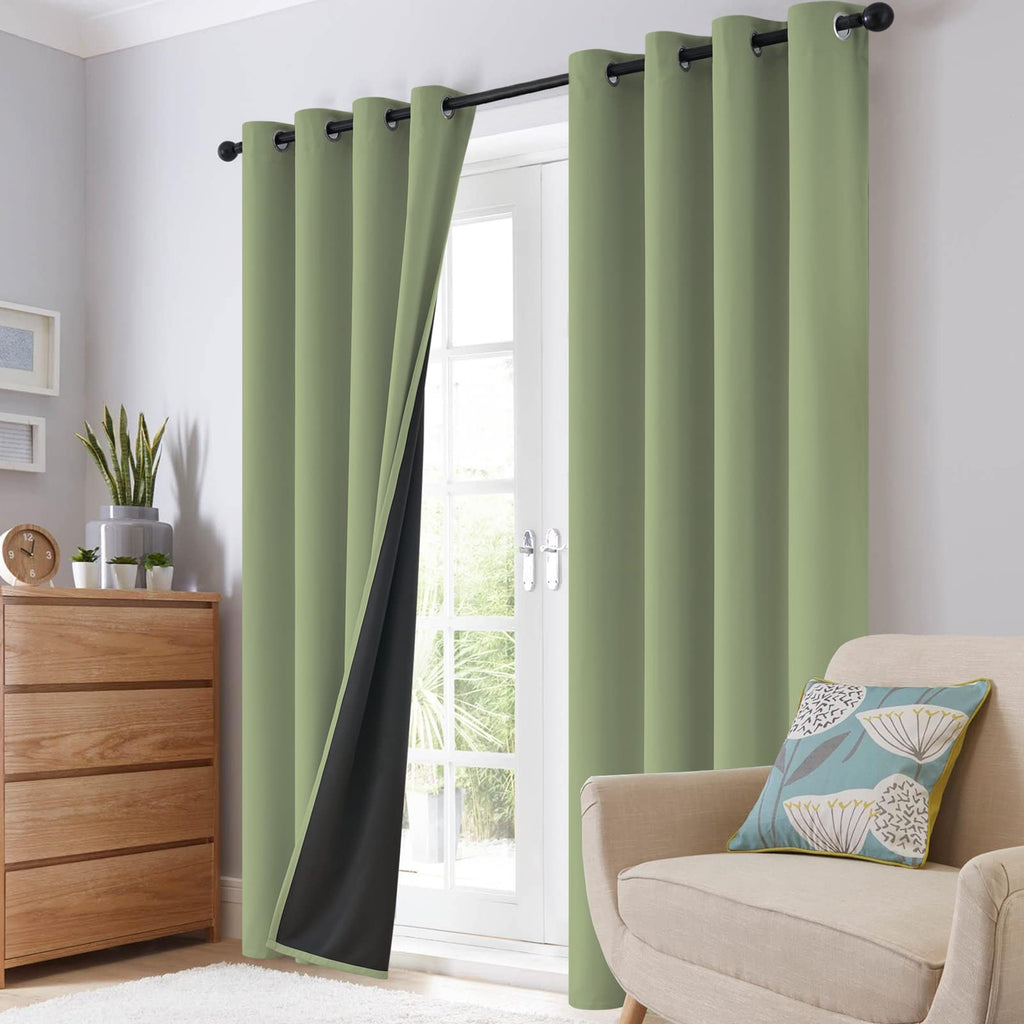 SimpleHome Sage 100% Blackout Curtains Room Darkening Living Room 72 Inch