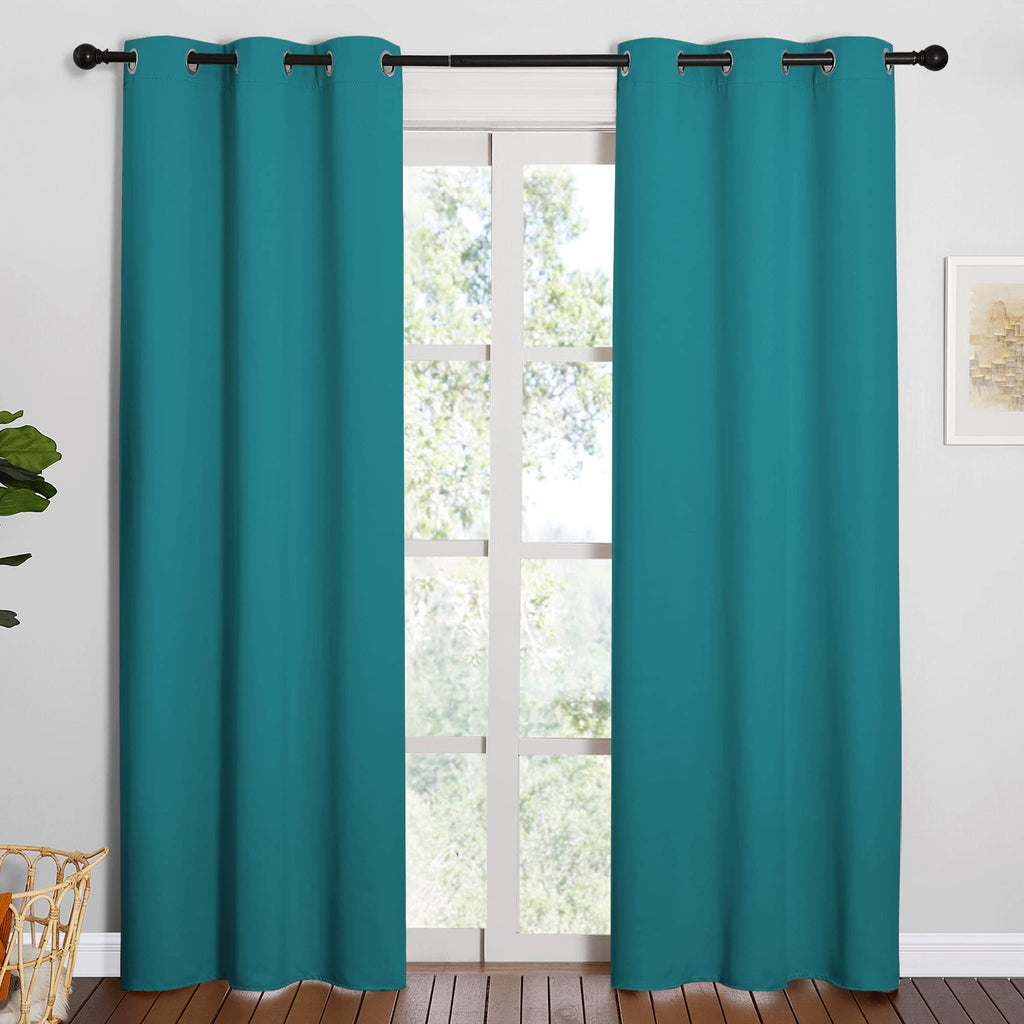 NICETOWN Room Darkening Curtains 84 inch Length 2 Panels, Thermal Insulated Grommet Blackout Curtains for Modern Casual Elegant Bedroom Kids Room Theme Decoration (Peacock Teal, 2 Pieces, W42)