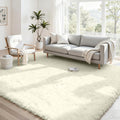 4x6 Fluffy Shag Area Rugs for Living Room Bedroom: Soft Carpet Cream White