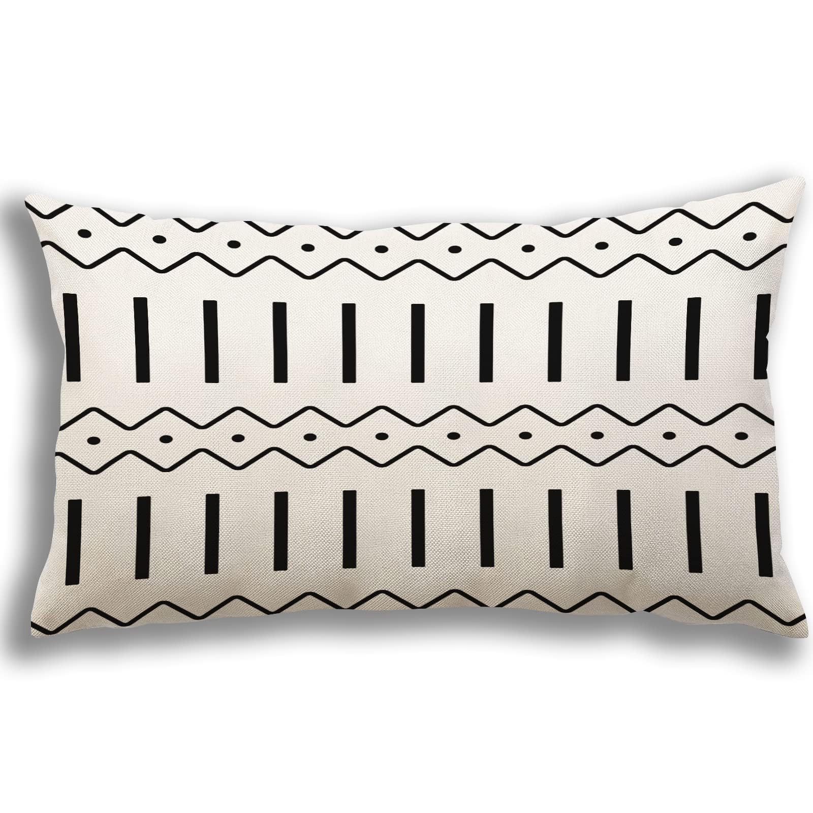 YCOLL Lumbar Pillow Covers 12x20 Set of 4, Modern Sofa Throw Pillow Cover, Decorative Outdoor Linen Fabric Pillow Case for Couch Bed Car, Black