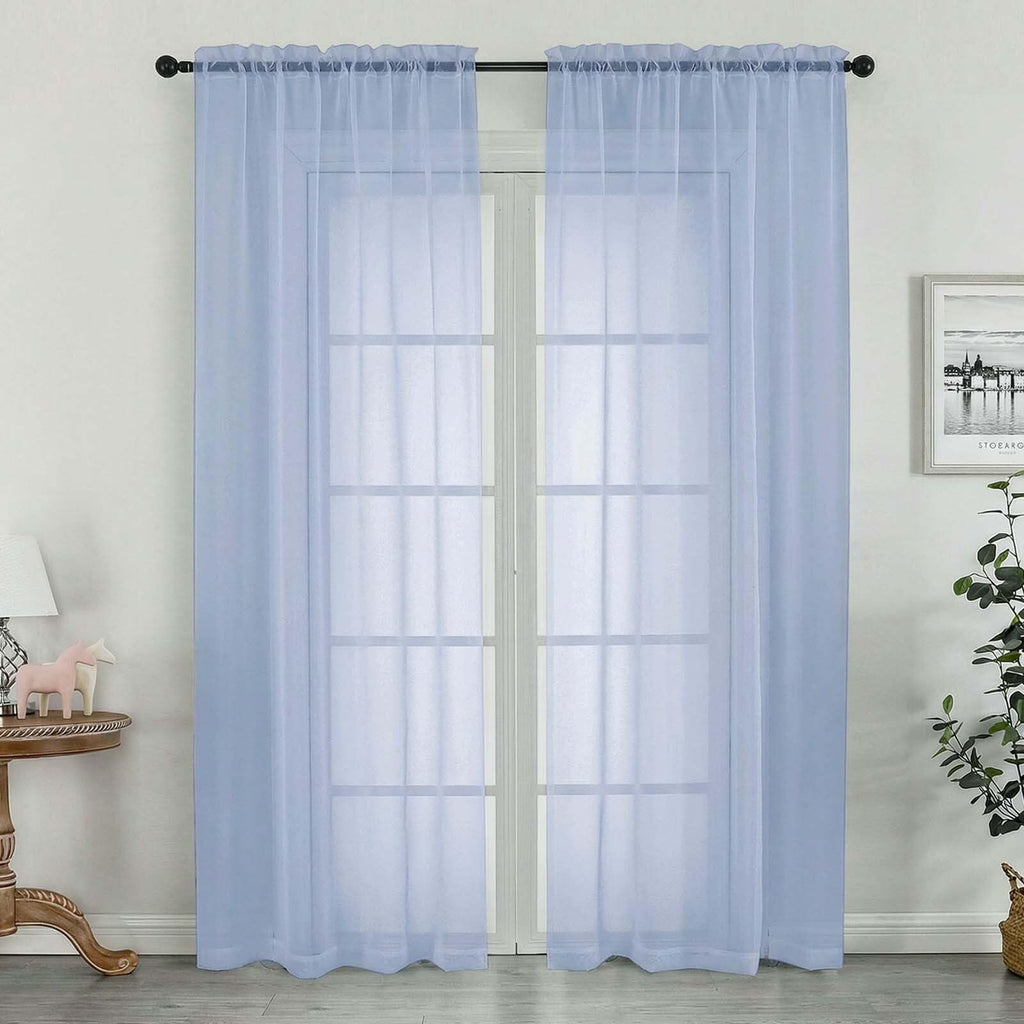 OWENIE Sheer Curtains 72 Inches Long 2 Panels Set, Modern Light Filtering Sheer Curtain Rod Pocket Clear Drapes for Window Sliding Door, Demin, 2 Pcs Each 42 x 72 Inch