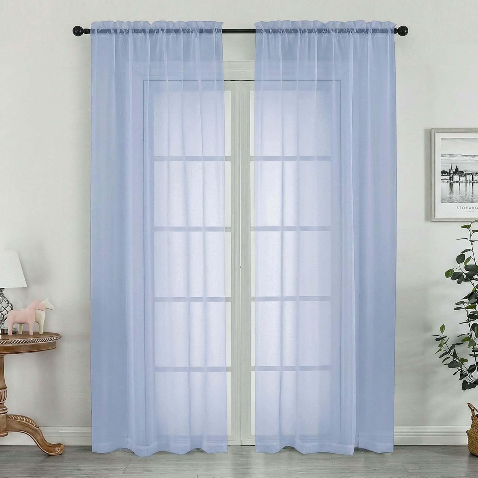 OWENIE Sheer Curtains 72 Inches Long 2 Panels Set, Modern Light Filtering Sheer Curtain Rod Pocket Clear Drapes for Window Sliding Door, Demin, 2 Pcs Each 42 x 72 Inch