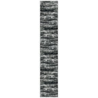 KOZYFLY Modern Abstract Washable Rug Runner 2.6x14 Hallway Rug Runner Non-Slip Soft Kitchen Runner Rugs, Black Grey Striped Carpet for Entryway Bathroom Laundry Room Foyer
