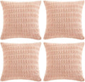 Fancy Homi 4 Packs Boho Pink Decorative Throw Pillow Covers 16x16 Inch for Living Room Couch Bed Sofa, Rustic Modern Farmhouse Home Decor, Soft Plush Corduroy Cute Square Cushion Case 40x40 cm