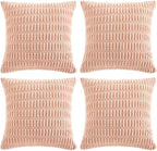 Fancy Homi 4 Packs Boho Pink Decorative Throw Pillow Covers 14x14 Inch for Living Room Couch Bed Sofa, Rustic Modern Farmhouse Home Decor, Soft Plush Corduroy Cute Square Cushion Case 35x35 cm