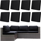 8Pcs Outdoor Cushion Covers, Patio Cushion Covers,Stretch Elastic Slipcovers, Replacement Washable & Reusable Furniture Protector for Patio Couch (Black,Cover Only)