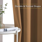 NICETOWN Gold Brown Curtains for Living Room, Grommet 50% Blackout Thermal Insulated Window Treatment Solid Sound Reducing Drapes for Bedroom/Nursery, Set of 2, W46 x L63, 2 Panels