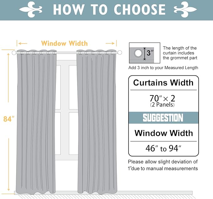 ChrisDowa Blackout Curtains for Bedroom and Living Room 70 Inches Wide