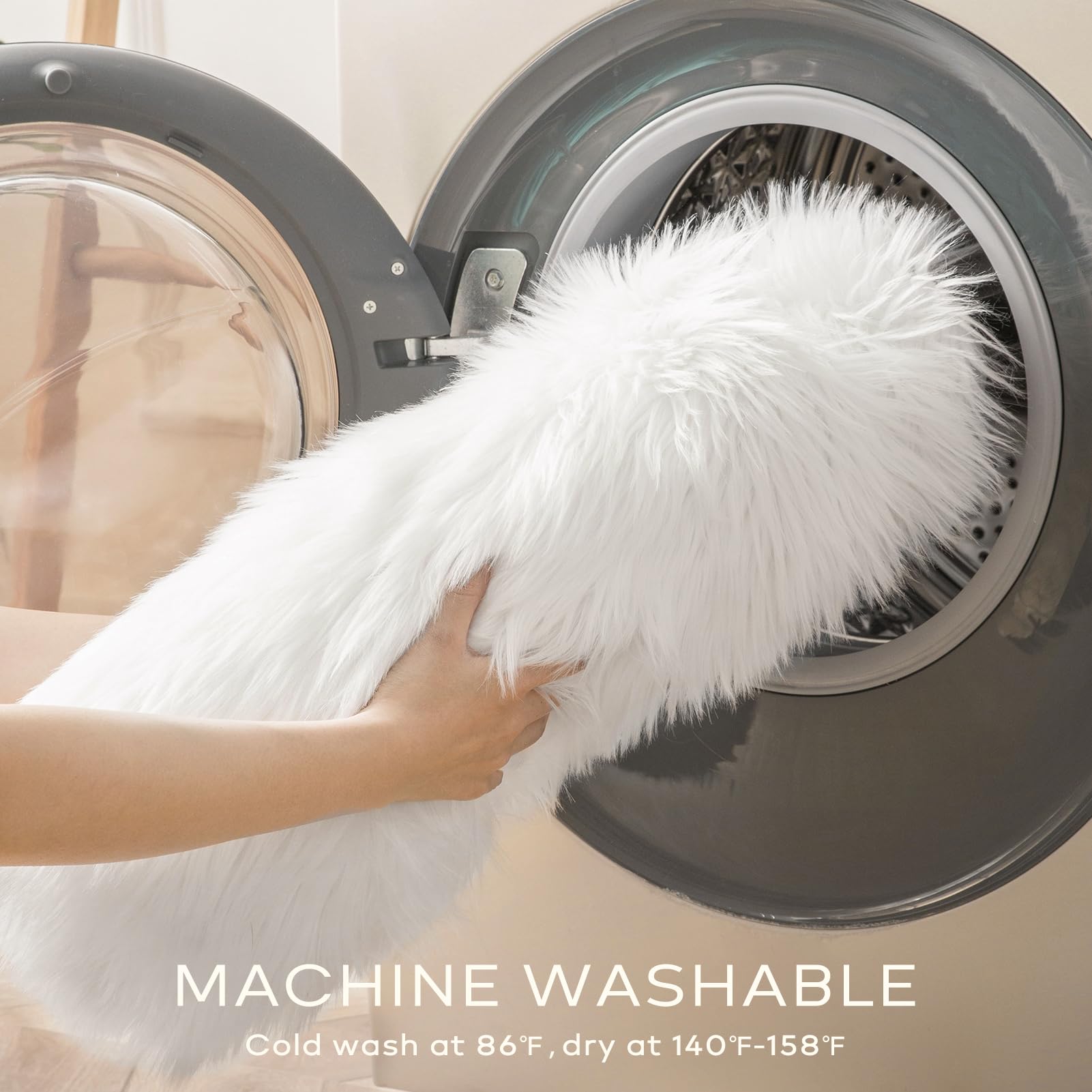 Ashler Faux Fur Area Rug - Ultra Soft Fluffy Shaggy Sheepskin 3 x 5 Feet, Dark Grey, Machine Washable - Nursery Decor Throw for Bedroom, Living Room, Kids Room