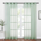 NICETOWN Sheer Window Curtains for Farmhouse, Ring Top Voile Textured Window Treatment Vertical Panels for Study Room/Bedroom/Living Room, Sage Green, W54 x L84, 2 Panels