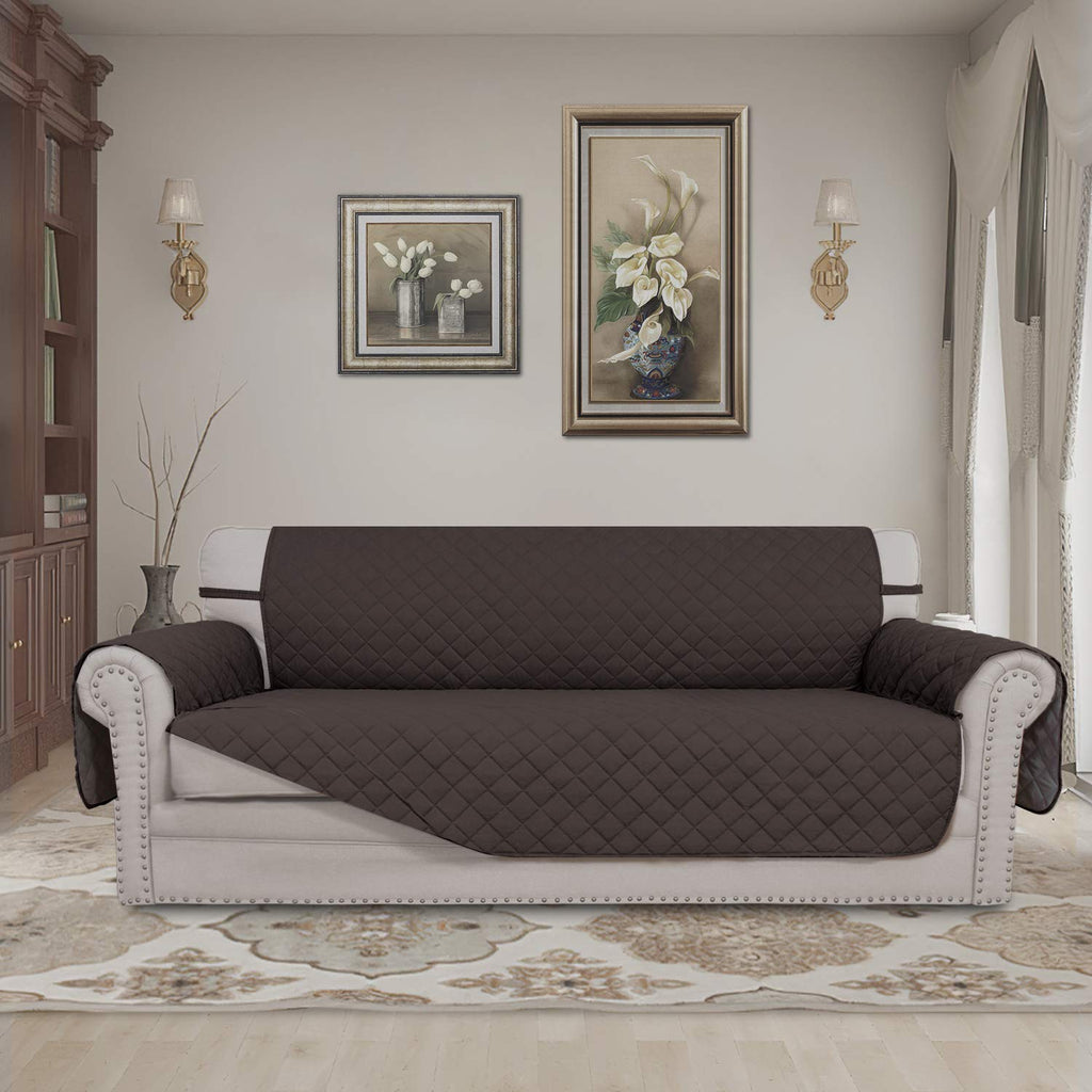 Easy-Going Reversible Oversized Couch Cover for 3 Cushion Couch Sofa Cover for Dogs Water Resistant Furniture Protector Cover with Foam Sticks for Pet (Oversized Sofa, Chocolate/Chocolate)