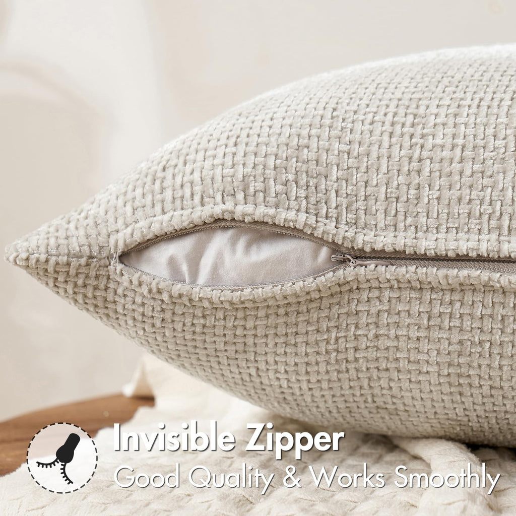 MIULEE Decorative Neutral Beige Euro Sham Pillow Covers 24x24 Inch 2 Pack
