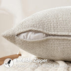 MIULEE Decorative Neutral Beige Euro Sham Pillow Covers 24x24 Inch 2 Pack