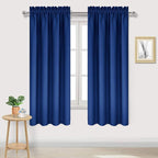DWCN Blackout Curtains Room Darkening Thermal Insulated Bedroom Curtains Window Curtain Panels, 38 x 63 inches Long, Set of 2 Classic Blue Rod Pocket Drapes