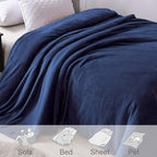 Exclusivo Mezcla Fleece Navy Blue Throw Blanket for Couch, Sofa, Super Soft and Warm Blankets, All Season, Cozy, Plush, Lightweight, 50x60 Inches