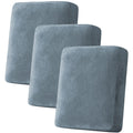 H.VERSAILTEX Velvet Stretch Couch Cushion Cover Plush Cushion Slipcover for Sofa Cushion Furniture Protector Seat Cushion Sofa Cover (3 Piece Sofa Cushion Covers, Stone Blue)
