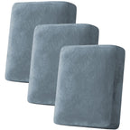 H.VERSAILTEX Velvet Stretch Couch Cushion Cover Plush Cushion Slipcover for Sofa Cushion Furniture Protector Seat Cushion Sofa Cover (3 Piece Sofa Cushion Covers, Stone Blue)