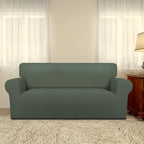 PureFit Super Stretch Sofa Slipcover – Spandex Non Slip Soft Couch Sofa Cover, Washable Furniture Protector with Non Skid Foam and Elastic Bottom for Kids, Pets (Oversized Loveseat, Greyish Green)