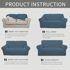 Easy-Going Stretch Sofa Slipcover 1-Piece Sofa Cover Furniture Protector Couch Soft with Elastic Bottom for Kids, Polyester Spandex Jacquard Fabric Small Checks (Sofa, Bluestone)