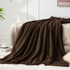BEDELITE Fleece Blanket Twin Size – 3D Ribbed Jacquard Soft and Warm Decorative Fuzzy Blankets – Cozy, Fluffy, Plush Lightweight Throw Blankets for Couch, Bed, Sofa(Dark Brown, 60x80 inches)