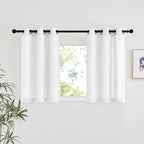 NICETOWN White Linen Kitchen Window Curtains Over Sink, Grommet Thick Linen White Short Window Treatments Privacy Assured with Light Filtering for Bedroom/Bathroom, W34 x L36, 2 Panels