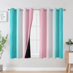 Estelar Textiler Pink and Teal Ombre Blackout Curtains for Bedroom 54 Inch