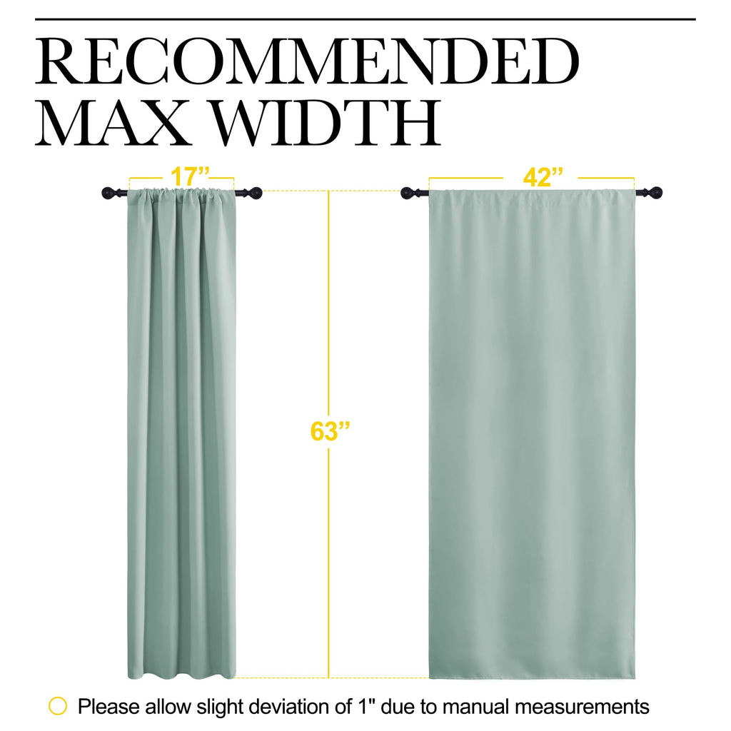 NICETOWN Curtains for Living Room 2 Panels, Rod Pocket Thermal Drapes for Bedroom, Room Darkning Fresh Shading Blinds Modern Home Decoration for Girls, W42 x L63 in per Panel, Seafoam Green