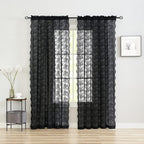YJ YANJUN Vintage Lace Curtains 108 Inches Long- Victorian Floral Pattern Black Sheer Curtain Panels for Living Room Bedroom,Light Filtering, Gothic Witchy Halloween Drapes 2 Panels 52W x 108L