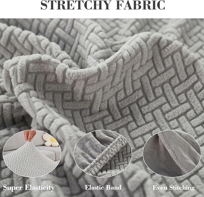 Sofa Covers Couch Covers for Sofa Pet Friendly Couch Cushion Covers Universal Sofa Covers Washable Stretch Slipcovers for Sectional Sofa (Texture Light Gray,Chaise Cover)