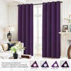 Yakamok 100% Blackout Curtains 38x84 inch Long Purple Window Drapes-Bedroom