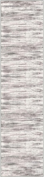 KOZYFLY Modern Abstract Washable Rug Runner 2x8 Hallway Runner Rug Non-Slip Soft Kitchen Runner Rugs, Print Grey/Light Beige/Brown Striped Carpet Runner for Entryway Bathroom