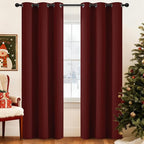 Yakamok Blackout Curtains for Bedroom, Thermal Insulated Blackout Window Curtains with Grommet Top for Living Room- Burgundy Red- 38W x 84L -2 Panels