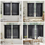 MIULEE 4 Panels Half Window Tier Black Sheer Curtains 42 x 30 Inches