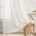 YJ YANJUN Vintage Lace Curtains 90 Inches Long for Dining Room Pair French Country Floral Sheer Curtains for Bedroom Playroom Ivory Cream Colored Boho Farmhouse Decoration 52 x 90 Off White