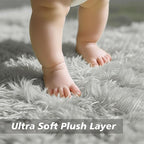 yulidayang Soft Round Area Rug for Kids Bedroom, Fluffy Fuzzy Shaggy Rug 3'X3'for Living Room, Non Slip Circle Plush Rug for Girls Room Nursery Dorm Decor,Light Grey
