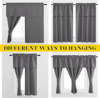 NICETOWN Short Curtains with Attached Valance for Small Window, Thermal Insulated Rod Pocket Room Darkening Curtains for Living Room, 52" Wide x 45" Long, 2 Panels, Grey