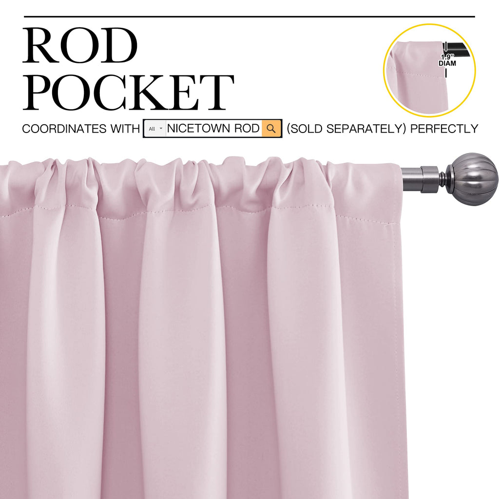 NICETOWN Bedroom Curtains, Room Darkening Draperies Window Curtain Panels, Thermal Insulated Room Darkening Curtains (Lavender Pink, 2 Panels, W34 x L63)