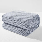 Exclusivo Mezcla Fleece Bed Blanket Queen Size, Super Soft and Warm Blankets for Couch, Sofa and Bed Waffle Textured, Cozy, Fuzzy and Lightweight (Heather Navy Blue, 90x90 Inches)