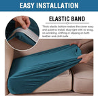 H.VERSAILTEX Velvet Stretch Couch Cushion Cover Plush Cushion Slipcover for Chair Loveseat Sofa Cushion Furniture Protector Seat Cushion Sofa Cover (3 Piece Sofa Cushion Covers, Deep Teal)