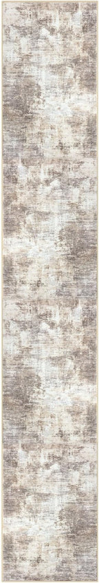 IOHOUZE Abstract Runner Rug 3x16 Ft Long Washable Runners for Hallways, Non Slip Kitchen Runner Printed Faux Wool Entryway Runner Indoor, Modern Abstract Floor Carpet for Hall Stair, Beige Brown