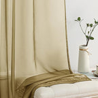 MIULEE 2 Panels Solid Color Sheer Window Curtains Elegant Window Voile Panels/Drapes/Treatment for Bedroom Living Room (54X63 Inches Dark Gold)
