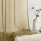 MIULEE Dark Gold Sheer Curtains for Living Room 54X63 Inch 2 Panels