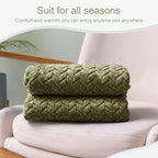 Exclusivo Mezcla Fleece Throw Blanket for Couch Sofa, 50”x70”, Olive Green