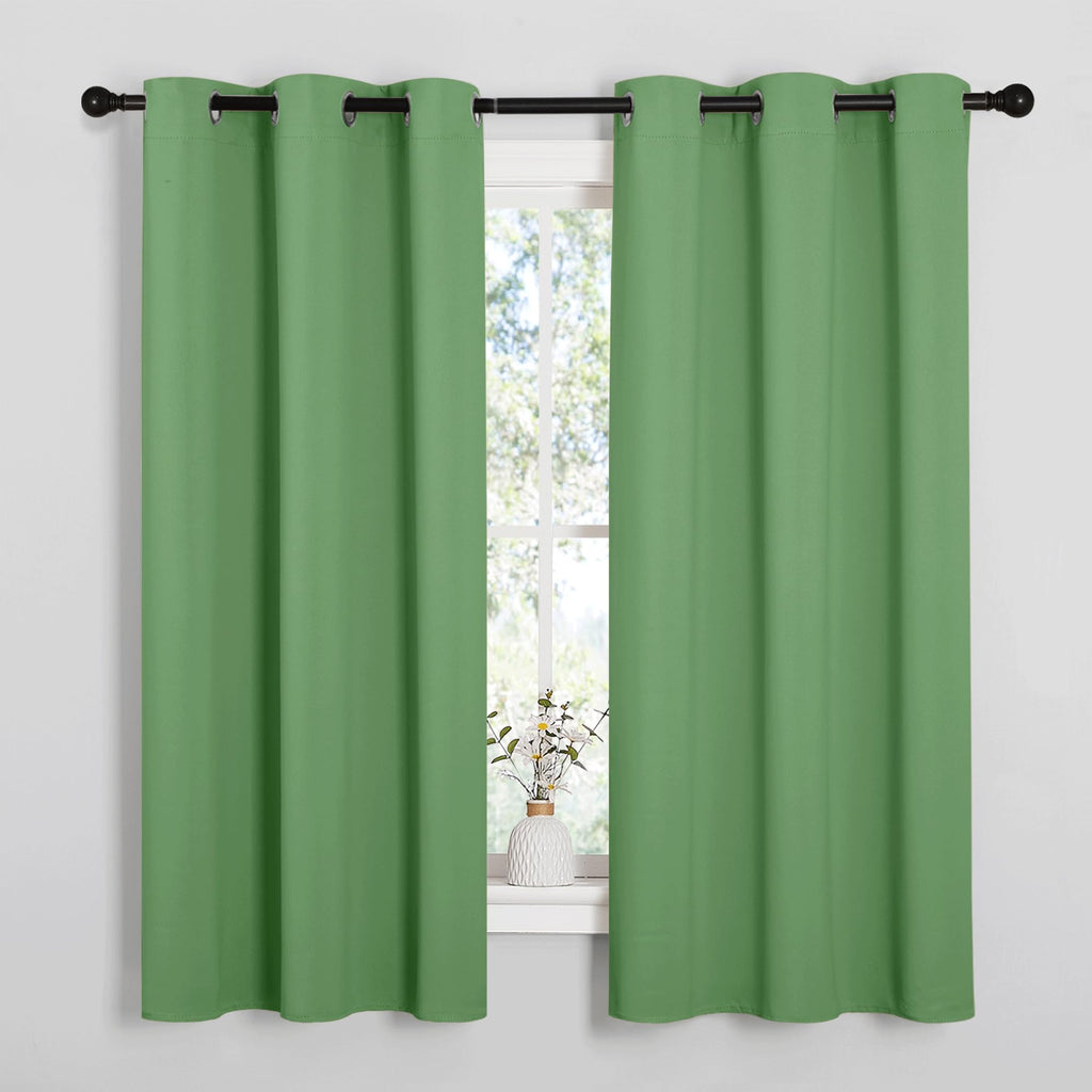 NICETOWN Froest Green Blackout Curtains 54 inches Length for Cafe, 2 Panels, 34" Wide, Thermal Insulated Decoration Drapes for Small Window