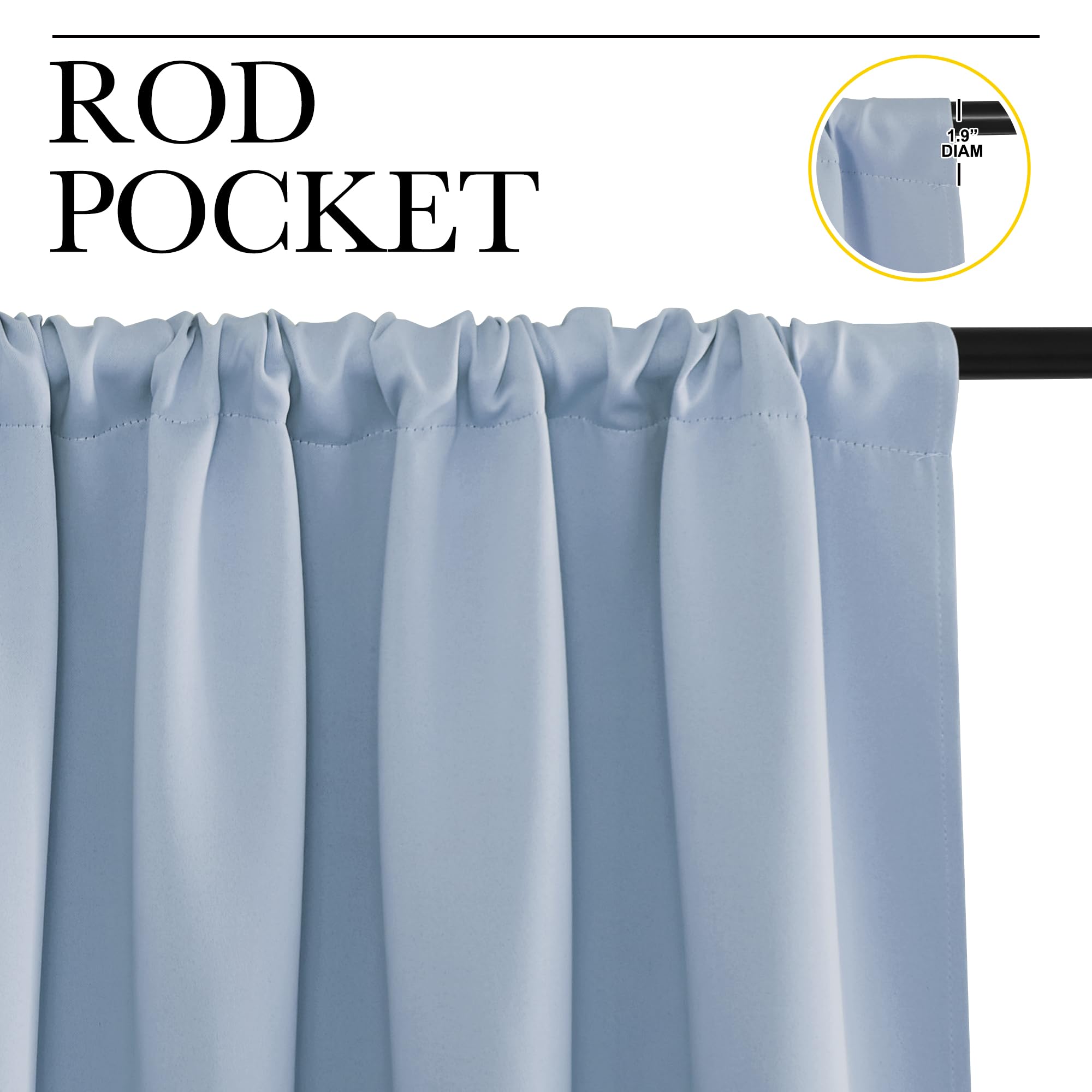 NICETOWN Room Darkening Curtains for Bedroom, Vintage Blue, Set of 2 Panels, 62 x 84 Inch, Triple Weave Home Decoration Thermal Insulated Solid Drapes for Patio Door