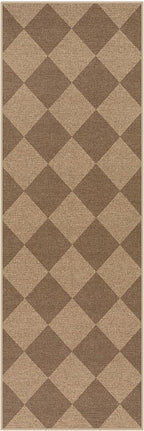 Lahome Colette Checkered Easy Jute Runner Rug, 2x6 Kitchen Mats for Floor Non Slip Washable Entryway Runner, Checkerboard Nature Indoor Outdoor Carpet for Hallway 6ft Entry
