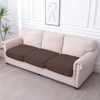 hyha Waterproof Couch Cushion Covers for Pets, Non Slip Sofa Seat Cover for Dogs Washable, Soft Thick Stretch Jacquard Fabric, Sofa Slipcovers with Elastic Bottom (3 Pieces, Brown)